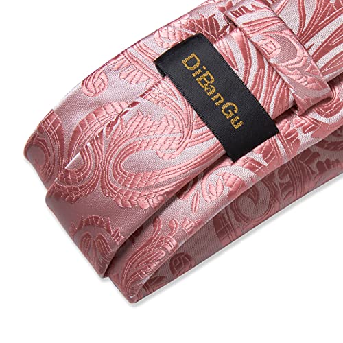 Image of DiBanGu Extra Long Tie for Men 63 inch XL Silk Necktie Set | Pocket Square and Cufflinks, Big and Tall, Jacquard Woven, Gift Box, Paisley /Plaid /Solid /Striped, for Weddinng Party Business