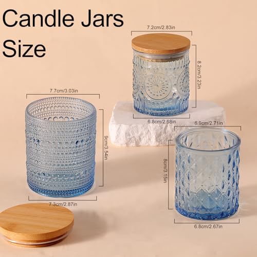 DARJEN 12 Pack Blue Candle Jars for Making Candles- 3 Styles Glass Candle Making Jars Bulk with Bamboo Lids and Labels, Candle Making Supplies Candle Vessels for DIY Gifts by DARJEN - Image 2