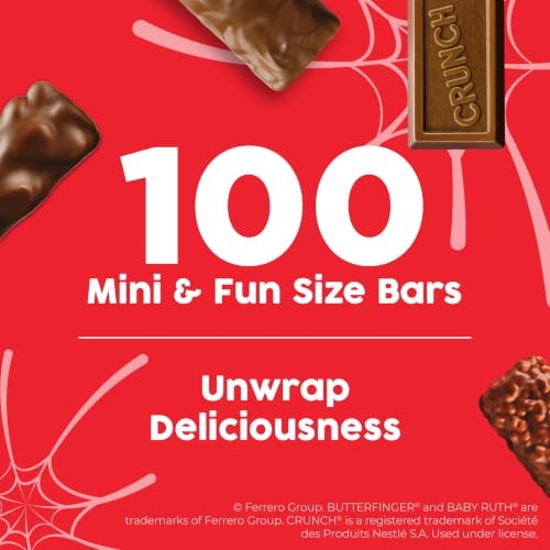Butterfinger, CRUNCH, Baby Ruth & 100 Grand Halloween Candy Bulk, 100 count | Mini candy bars variety pack, assorted variety pack of Halloween party favors for kids, trick-or-treaters & party bags - image 5