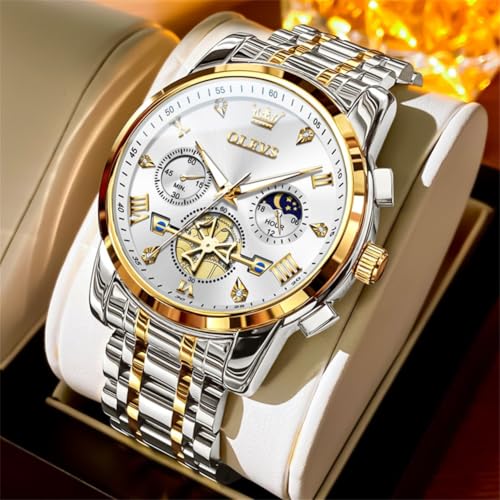 Image of OLEVS Watches for Men Dress Chronograph Luxury Stainless Steel Big Face