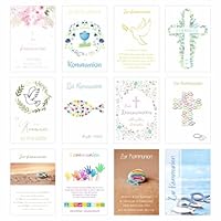 Edition Seidel Set 12 Kommunionskarten mit Umschlag - Glückwunschkarte zur Kommunion - Kommunionskarte - Set Kartenset (Klappkarten mit Briefumschlag)