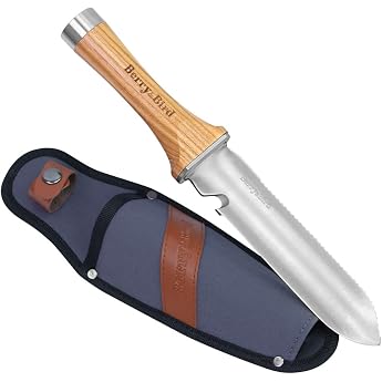 Berry&Bird Hori Hori Garden Knife Multipurpose Garden Knife with 17cm Double Edge Sharp Stainless Steel Blade Ground Knife with Canvas Sheath for Gardening Weeding Digging Cutting