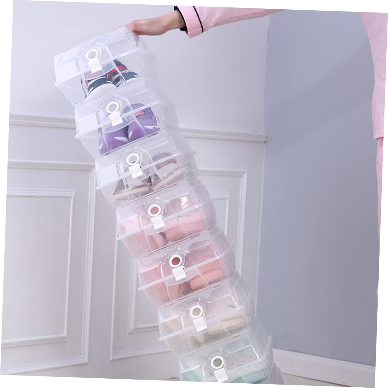 IMIKEYA Caja de Zapatos de Plástico 2 Piezas PP Gruesa Transparente