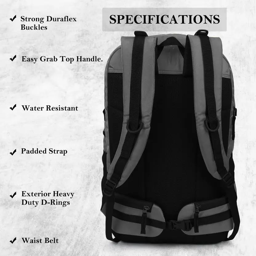Image of Large 50L Laptop Backpack with Shoe Compartment, Rain Cover, Waterproof Travel Rucksack for Men & Women, (Panther Grey)