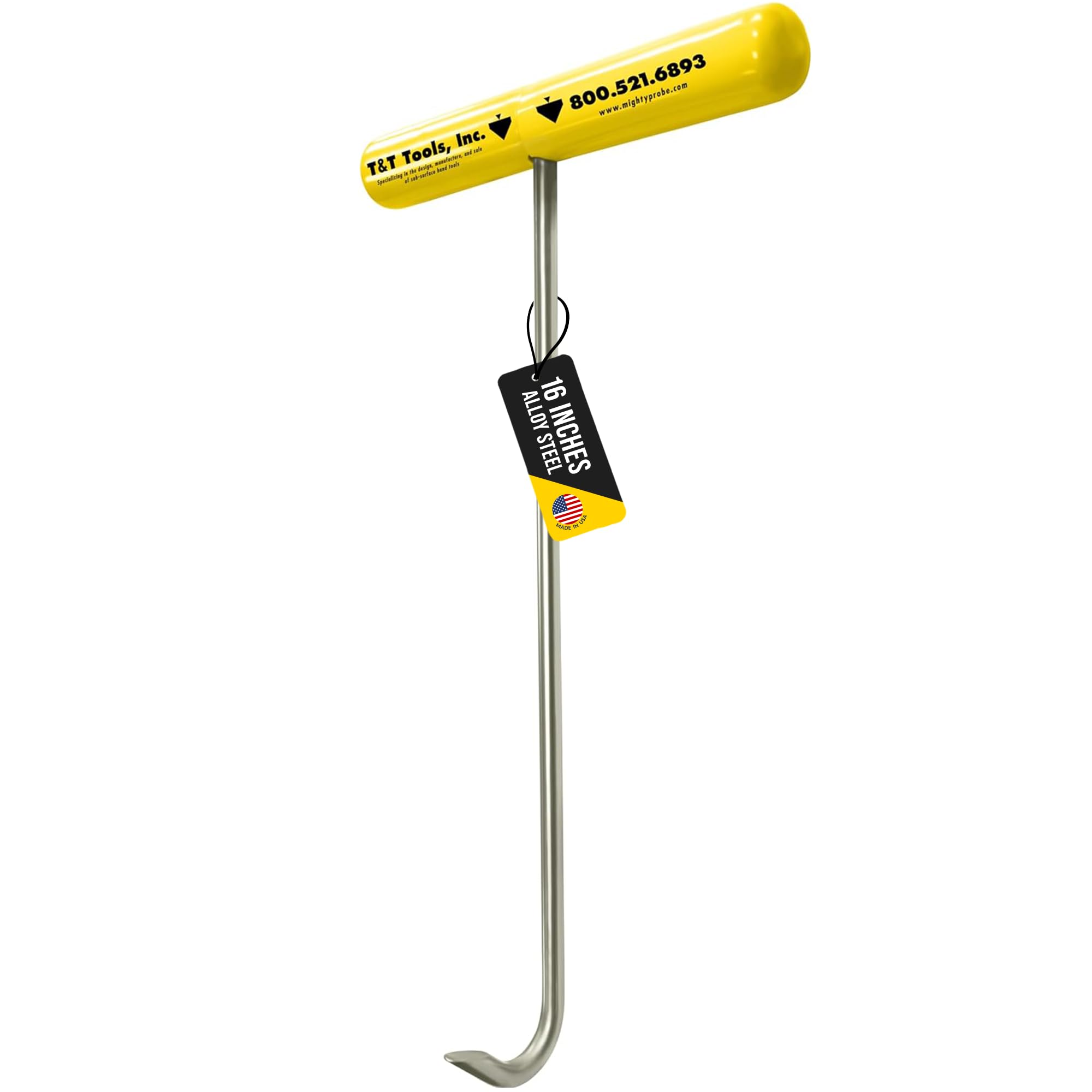 T&T Tools Handy Hook – 16" Stainless Steel Manhole Cover Hook, Puller, Dowel Pin Puller, Heavy-Duty Tool for Lifting Riser Covers, Steel Grates,