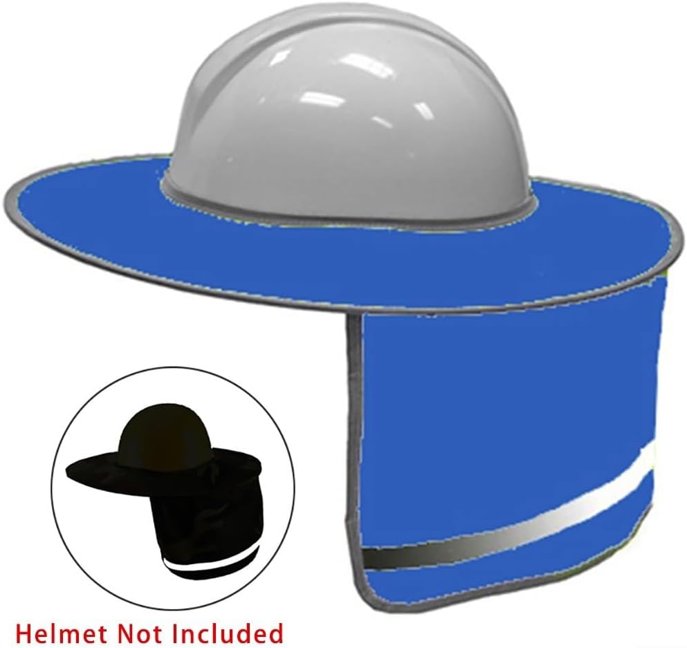 High Visibility Hard Hat Neck Shield with Reflective Strips, Breathable Sun Shade Cover for Construction and Outdoor Work, Fluorescent Yellow (Helmet Not Included)
