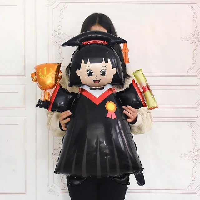 Image of Atpata Funky 40-inch Grad Girl Foil Balloon in Cap & Gown with Trophy and Scroll - Perfect Decor for Happy Graduation Party Decoration, Congrats Grad Convocation Celebrations