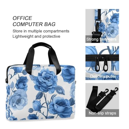 Funda para portátil con diseño floral azul, 13-15.6 pulgadas miniatura 5