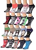 Tipi Toe Women's 20 Pairs Unique Fashionable Colorful Patterned Low Cut/No Show Socks, Colored Cute Animal-Inspired Design Pattern Bulk Pack, WL24-T1