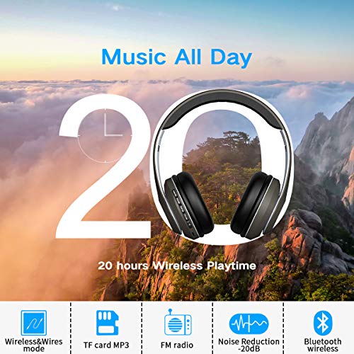 Cuffie Bluetooth Wireless Over ear G5 con Microfono e stereo Hi-Fi Ricaricabile,Auricolari Senza Fili con Paraorecchie aderenti,Cuffie Pieghevoli con Bluetooth 4.2 per Smartphone/PC/TV