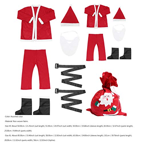VOSAREA 4-Delig Heren Kerstman Kostuum Kerstman Pak Kostuum Met Laarzen Riem en Cosplay Baard Presterende Outfit Voor Mannen Kerstfeest M + L - Afbeelding 5