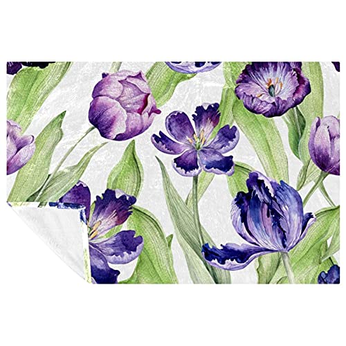 Couverture douce de qualité supérieure à motif floral violet - 2