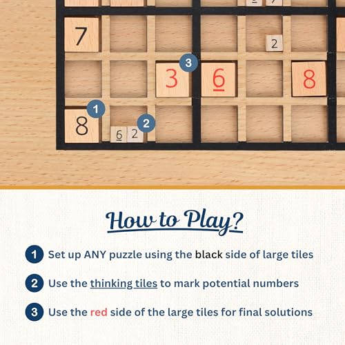 Juego de Mesa Sudoku en Madera con Fichas Numéricas y de Pensamiento - 11 pulgadas miniatura 4