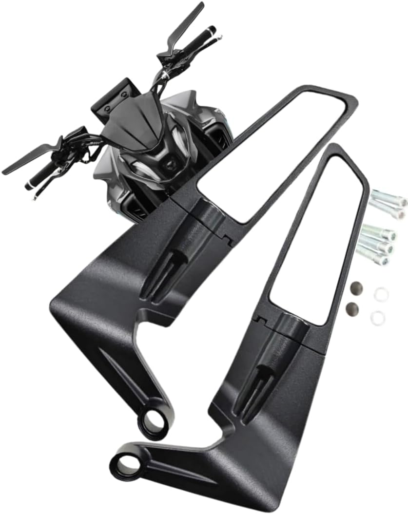 ELTRON TURBO Imported Stealth Original York Nut Fitting Aerodynamic Rearview Mirrors Wind Wing Aluminium Rotating Adjustable for Motorcycle,Bikes,Scooties Universal (8mm, 10mm, Left & Right Pair)