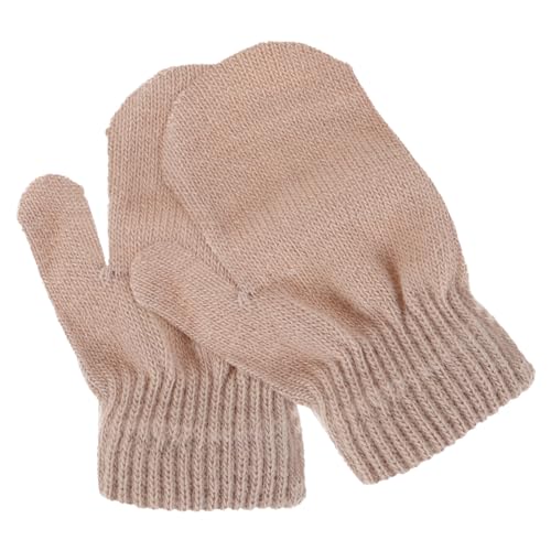 Mittens for Toddlers Soft Warm Knitted Gloves Light Brown Thick Insulated Boy Girl Mittens for Cold Weather Unisex Design for Boys and Girls - Main Image