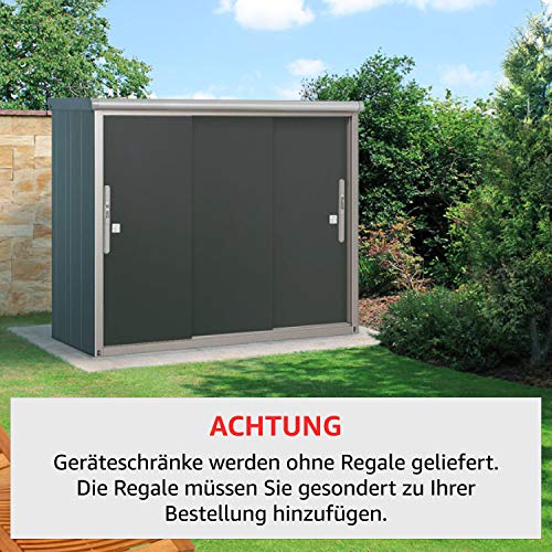 GFP Geräteschrank Metall 180x75x150 cm Gartenschrank wetterfest mit Schiebetür in anthrazit inkl. Fußboden – Bild 5
