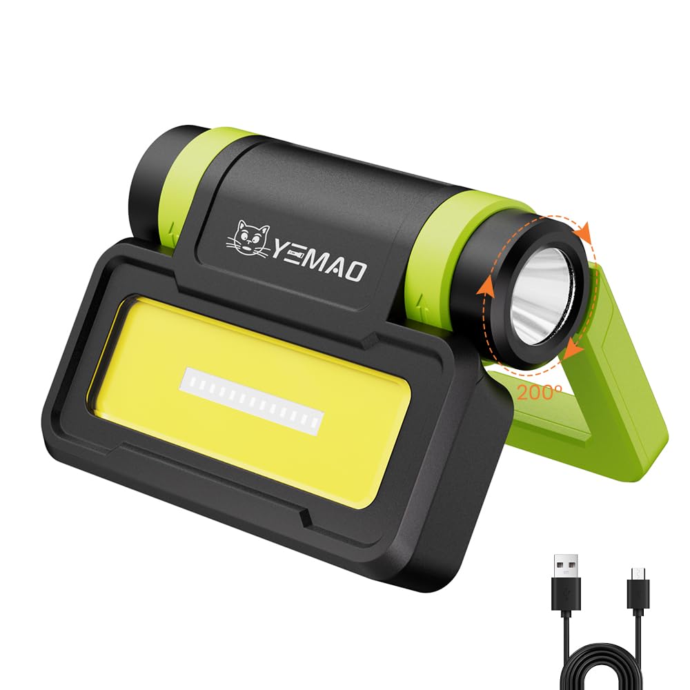 Yemao Led Work Light Rechargeable,Small Portable Work Light with Battery,High Lumen Underhood Work Lights with Magnetic,8 Modes Mechanic Lamp for