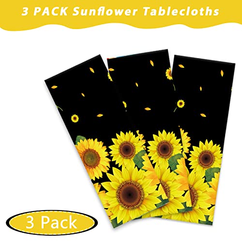 Gisgfim MM0628 3 Pcs Sunflower Party Tablecloth Sunflower Birthday Table Cover Decoration Summer Party Supplies Favors Disposable Plastic Tablecloth Baby Shower Bridal Shower thumb #2
