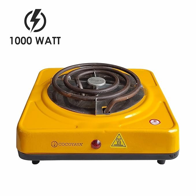 Image of COCOYAYA 1000 (Watt) Coil Electric Stove /Open Coil Stove /Hot plaate All Hookah Yellow