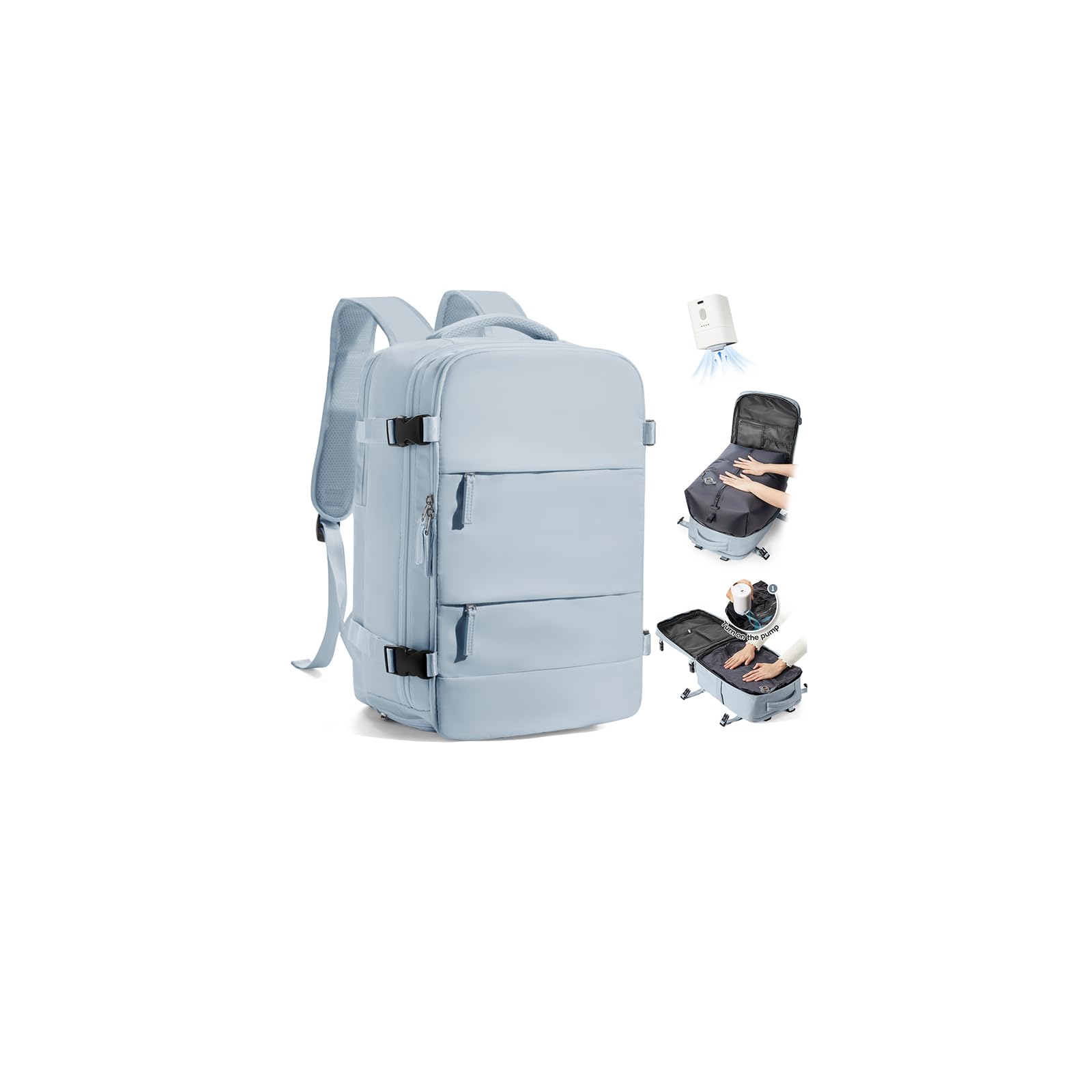 SZLX Zaino Ryanair 40x30x20 Sottovuoto con Pompa Zaino Ryanair 40x20x25 Donna Zaino da Viaggio Wizzair Bagaglio a Mano Uomo per Laptop da 14 Pollici Borse da Cabina 45x36x20 Easyjet con Porta Scarpe