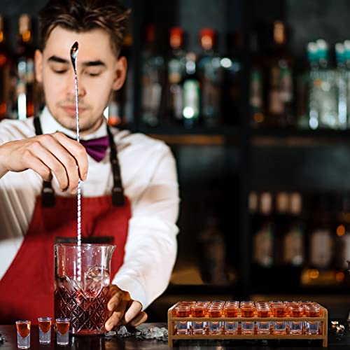 Tessco 36 Pcs 0.5 Oz Shot Glasses With Shot Glass Holder Clear Shot Cups Mini Beer Mug Shot Glasses Wooden Shot Glass Tray Holder Organizer Thick Base Clear Glass Cups For Drinking Wine Beer Whiskey #TOP3