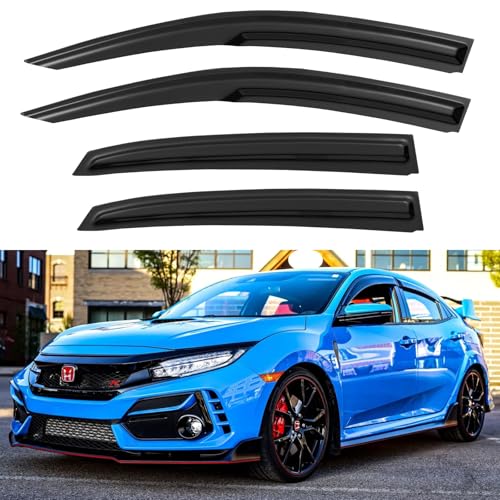 Image of Window Visors Rain Guards Shield for 2016-2021 Honda Civic Hatchback, Out-Channel Window Vent Wind Deflectors Visors Shades for 16-21 Civic (Not for Sedan