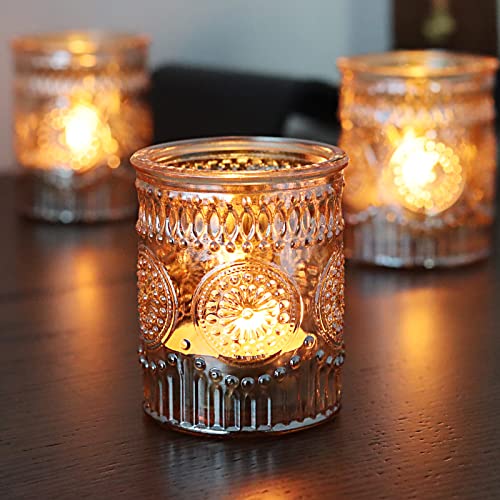 Shmilmh Gold Glass Candle Holders Set Of 24, Ribbed Votive Tealight Candle Holders For Vintage Wedding Table Birthday Party Decoration #TOP1