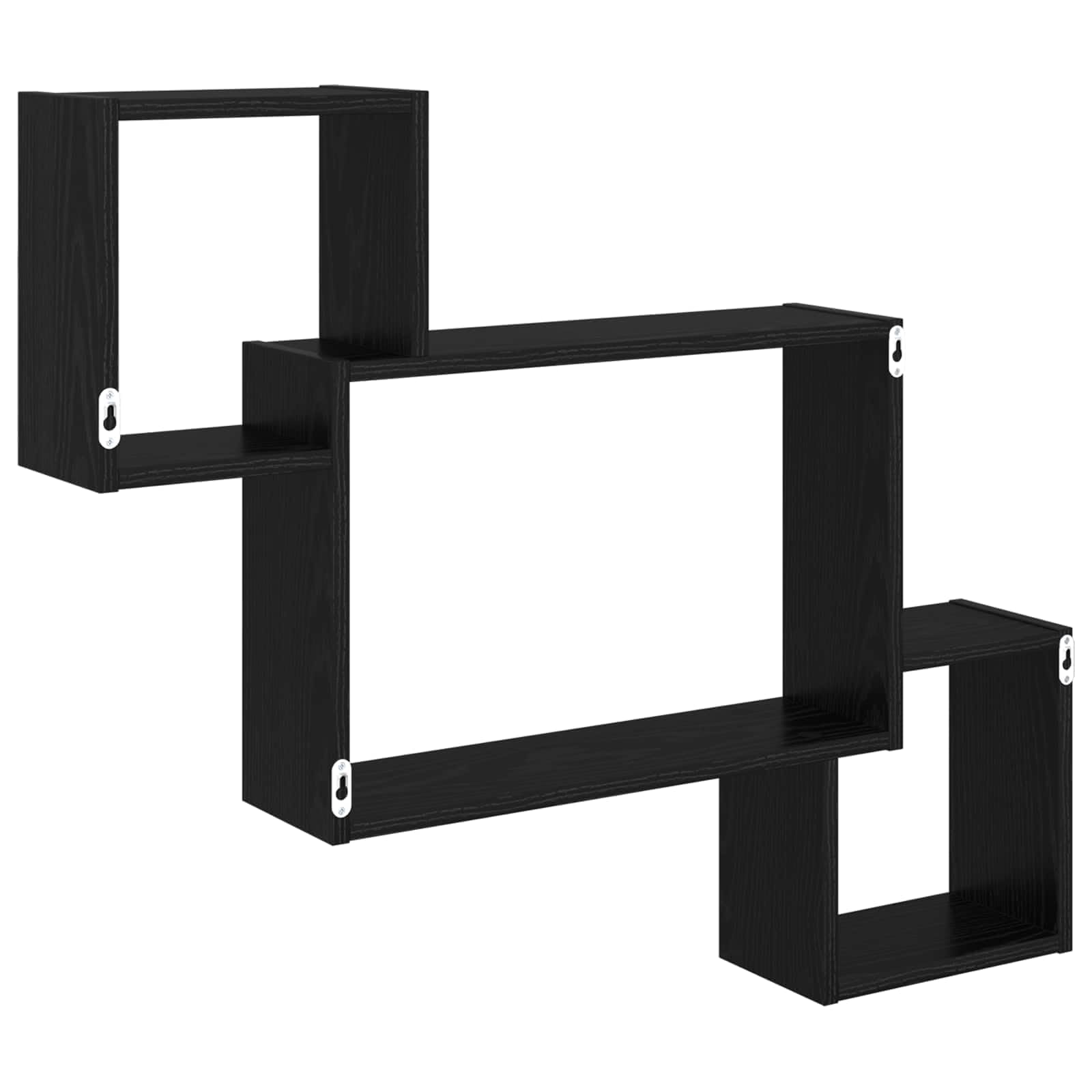 Wandregal Wandhalterung Schwarz aus Holzwerkstoff 91,5 x 15 x 76 cm rechteckig platzsparend mit viel Stauraum für Wohnzimmer Schlafzimmer Büro und Küche modern vielseitig