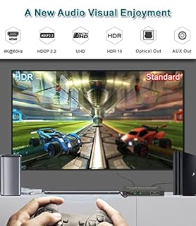 SkycropHD 4K@60Hz HDMI Switch Audio Extractor Converter, 5 in 1 Out HDMI Switcher with Optical & 3.5mm AUX Audio Output, Support HDCP 2.2, HDR10, 18Gbps, ARC