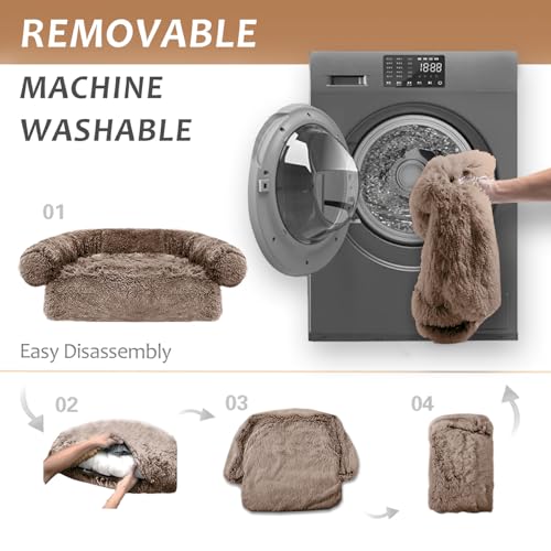 Image of Calming Dogs /Cats Bed Mats, Dog Pad Washable Removable Couch Cover, Plush Long Fur Mat for Pets, Waterproof Lining, Perfect for Small, Medium and Large Dogs and Cats (Desert Brown, 41 inchx37 inch)
