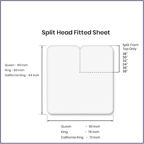 Miniatura 4 de Sábanas de tamaño King Flex Top para dormir de 28 pulgadas, parte superior dividida 100 % algodón egipcio, sábanas ajustables de 800 hilos, parte