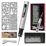 Elektrischer Gravierstift mit 30 Bits, Mini Gravierstift 3-Gang-Regler Bis 25.000 U/min USB-aufladbare Multifunktions-Graviermaschine für Schmuck, Holz, Metall, Glas, Keramik,Ideal für DIY,Hobbyist 