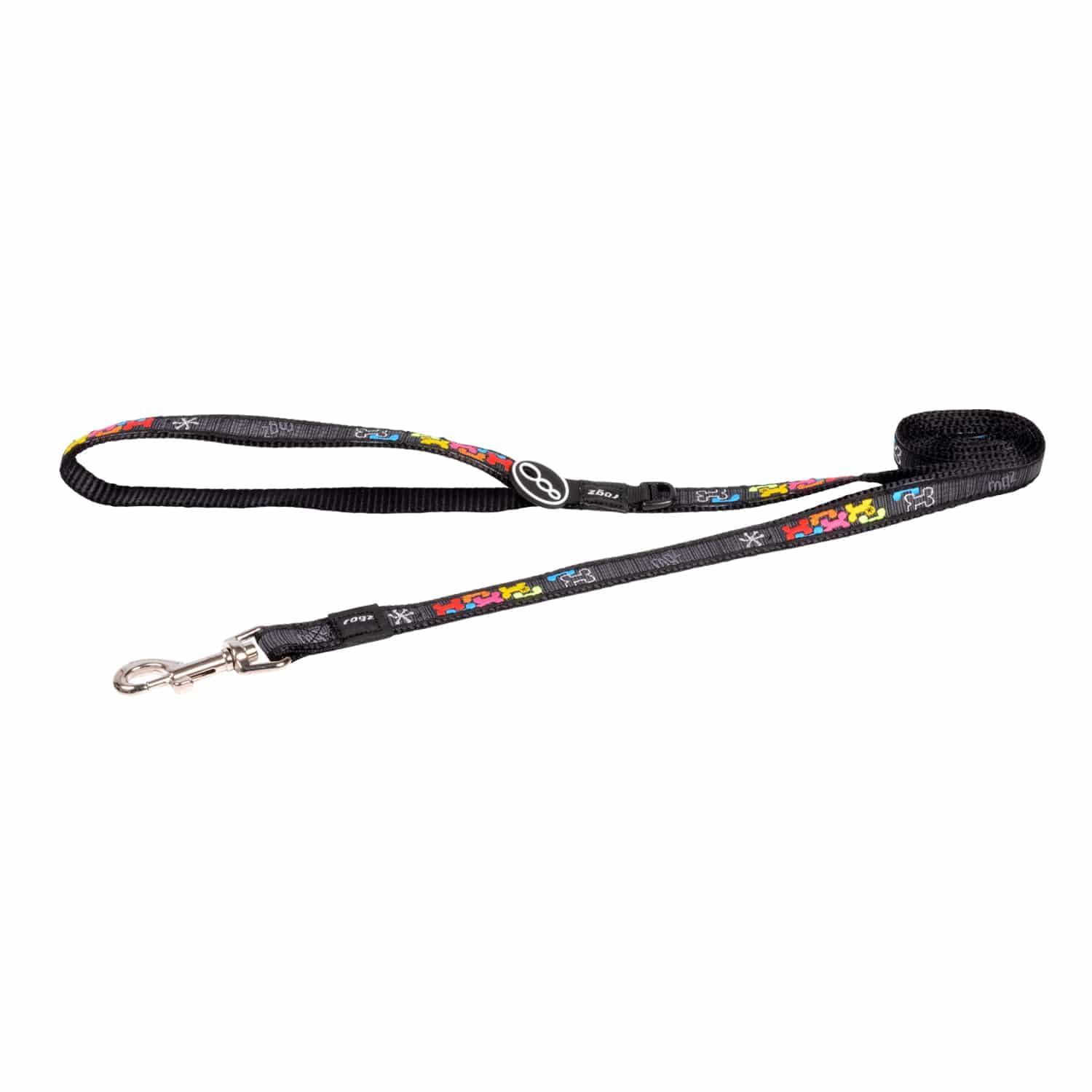 Rogz Fancy Dress Classic Lead Black with Bones Large 1.4m