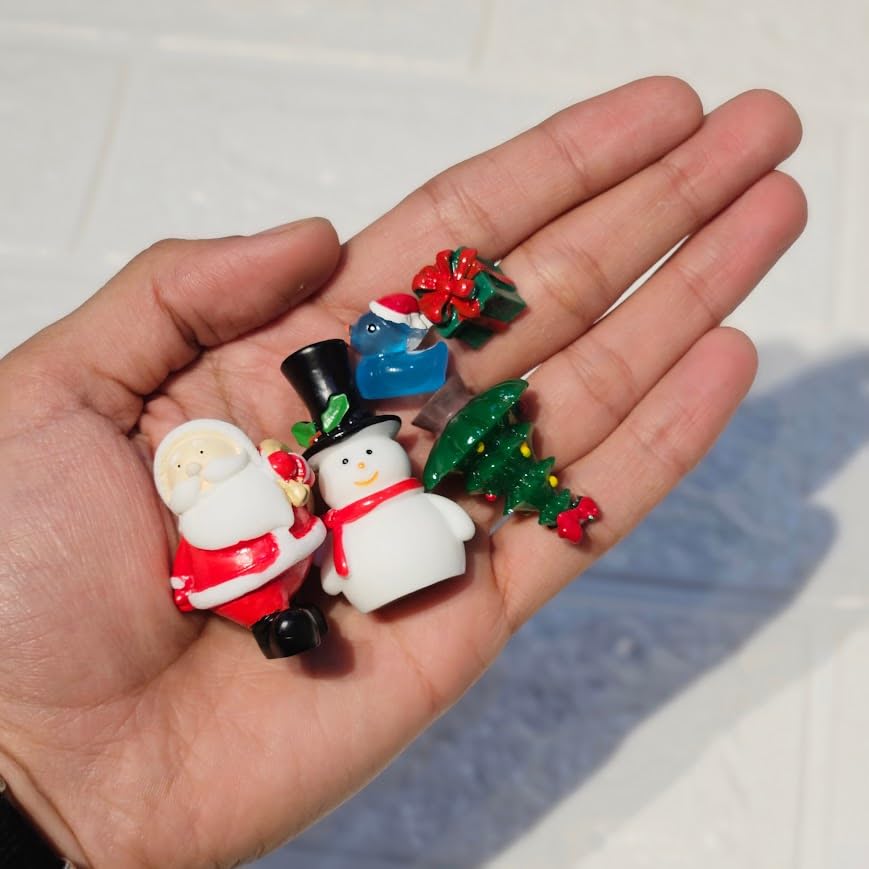 Image of Miniature Christmas Figurines Set of 8 - Cute Xmas Miniatures for Mini Garden Decor, Dollhouse Accessories, Snow Village Craft, Christmas DIY & Gifting