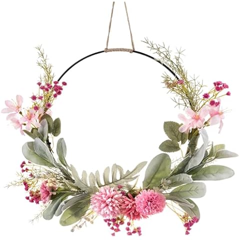 LOMOHOO Artificial Pink Flower Door Wreath Cover