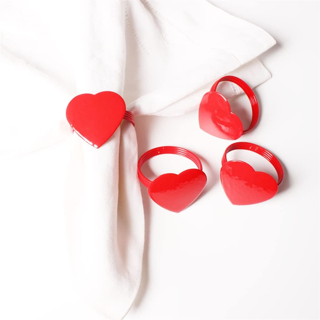6 uds., servilletero Rojo Grande en Forma de corazón para el Día de San Valentín, servilletero con Hebilla, Anillo para servilleta, servilletero, Anillo para la Boca, Vueltas de Tela (D Talla única)