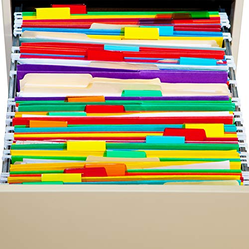 120 Sets File Folder Tabs Multicolor Hanging File Folder Tabs with Blank Inserts 2 Inches Plastic Hanging File Tabs for Hanging Folders - Thumbnail 4