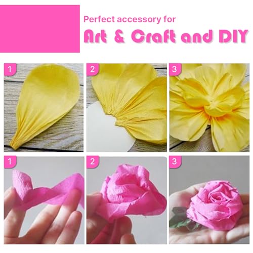 Image of PartyWoo Pink Crepe Paper Streamers 8pcs 656ft Pack of Light Hot Dark Pink Peach Pastel Yellow Ivory White Crepe Paper Streamers for Birthday Baby Shower Graduation Bachelorette Party Decorations