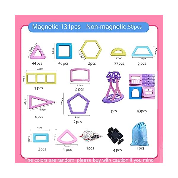 ASOK 181 Pcs Magnetic Building Blocks STEM Educational and Development Magnet Tiles for Kid’s Creativity & Imagination Macaron Color Learning Toys for Boys and Girls Ages 3 4 5 6 7 Years Old - Image 5