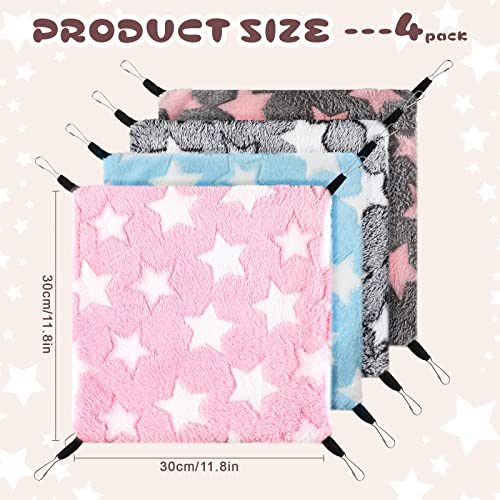 4 Stück Meerschweinchen Hängematten für Ratten Frettchen Hängematte für Kleintier Weich Warmes Fleece Haustiere Käfig Zubehör Hängende Kleintierbetten für Schlafen Hamster (Großer Stern)