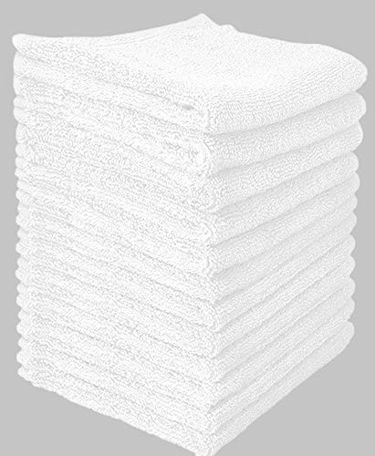 OBA Cotton Washcloths Towels - Set of 12 (White)