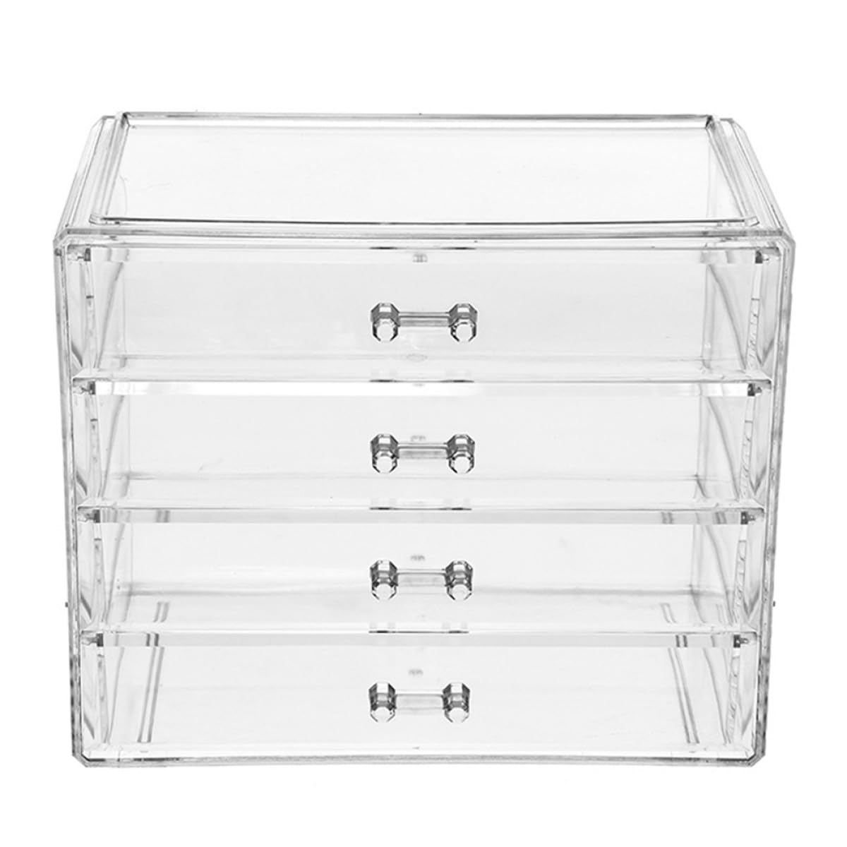 Caja Organizadora Acrílico Transparente 4 Cajones Pequeña para Cosméticos y Joyas, Estuche de Maquillaje Tipo Cajón para Escritorio y Almacenaje Hogar