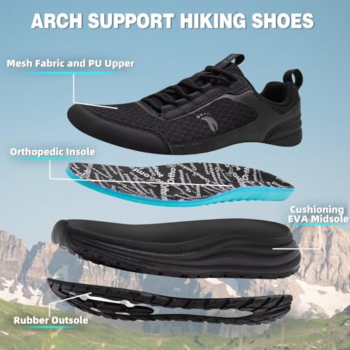 Women's Orthopedic Trail Running Shoes: Comfortable Arch Support Plantar Fasciitis Orthotic Athletic Sneakers, Casual Flat Feet High Arch Tennis Walking Work Hiking Shoes for Foot Heel and Pain Relief2