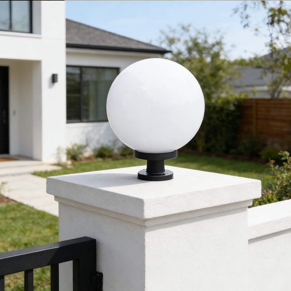 FDOIUTU Outdoor Garden Post Light, Modern Post Light, E27 Landscape Fence Post Cap Light,Round Column lamp, Waterproof Light Holder Weatherproof Porch Patio Door Wall Patio Garden (Small)