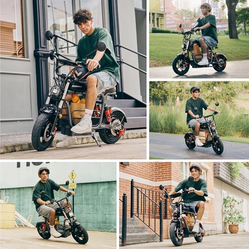 iScooter Adults Electric Scooter with Seat, 1500W Motor, 35MPH Top Speed,45 Miles Long Range,15" 3.0" Vacuum Pneumatic Tires, Hydraulic Disc Brake,Dual Suspension, Commuter Escooter with Basket & Bag - image 9