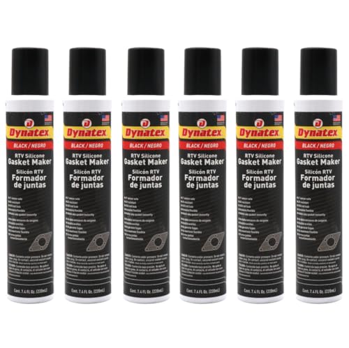 Image of Dynatex Black RTV Silicone Gasket Maker 7.4oz Automatic Can - Oxygen Sensor Safe, OEM Specs, 500F Hi-Temp, Oil /Water Resistant, Made in the USA (6-Pack)