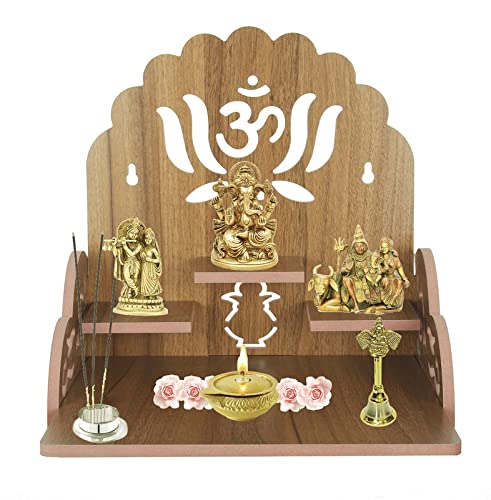 Krupasadhya Wooden Beautiful Plywood Mandir for Pooja Room Home Decoration Wall Hanging Temple