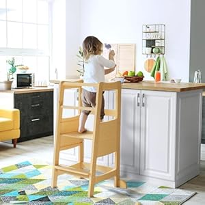 Toddler Standing Tower Toddler Step Stool with Safety Rail 3 Heights Adjustable Learning Standing Stool Wide Platform Design Toddler Step Stool Toddler Standing Step Stool for Kids