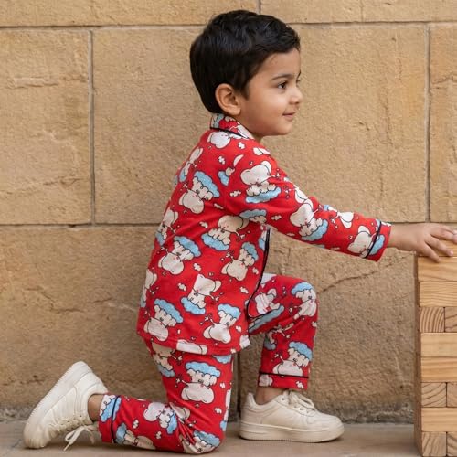 Image of CLAP Kids Cotton Printed Full Sleeves Night Suit