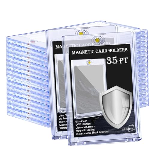 Paquete de 10 soportes magnéticos para tarjetas de intercambio, soporte para tarjetas de 35 pt, ultra transparente, protector U-V, fundas de plástico duro, vitrinas para tarjetas de béisbol, tarjetas